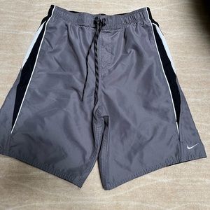 Nike Mens Swim Trunks, Medium, gray w/black & white.